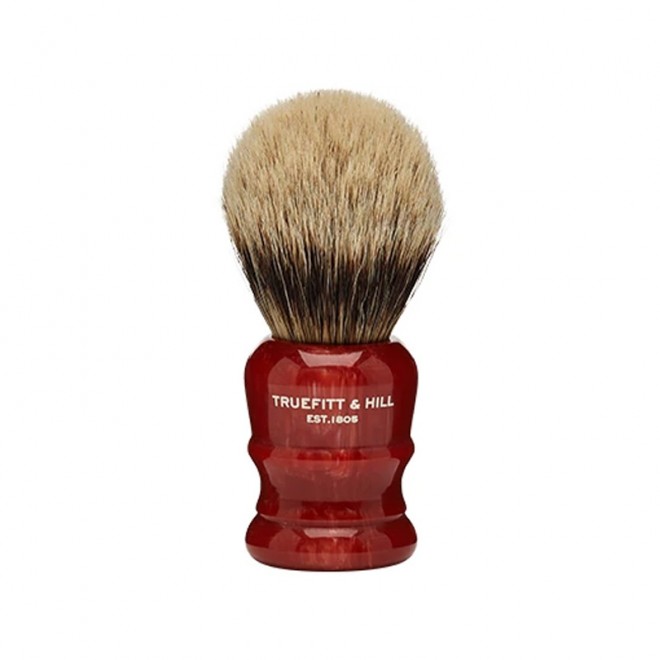 Помазок для бритья Truefitt & Hill Wellington Faux Red Marble Silvertip Bulb Shave Brush
