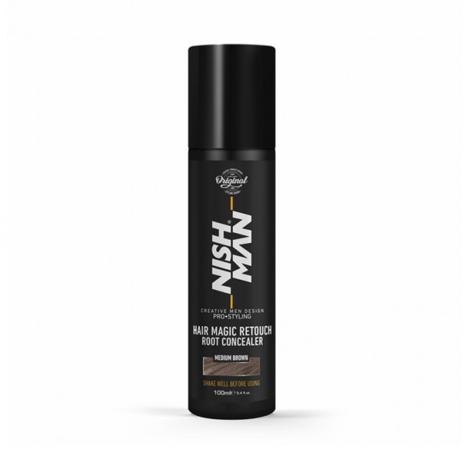 Спрей для маскування сивини Nishman Hair Magic Retouch Root Concealer "Medium Brown" 100 мл