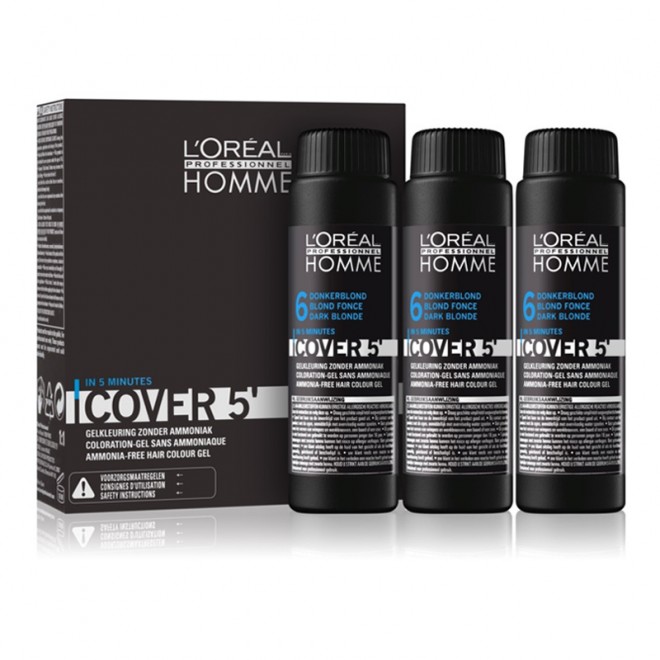Система маскування сивого волосся рівень 6 L’Oréal Professionnel Homme Cover 5' Dark Blonde 3 x 50 мл