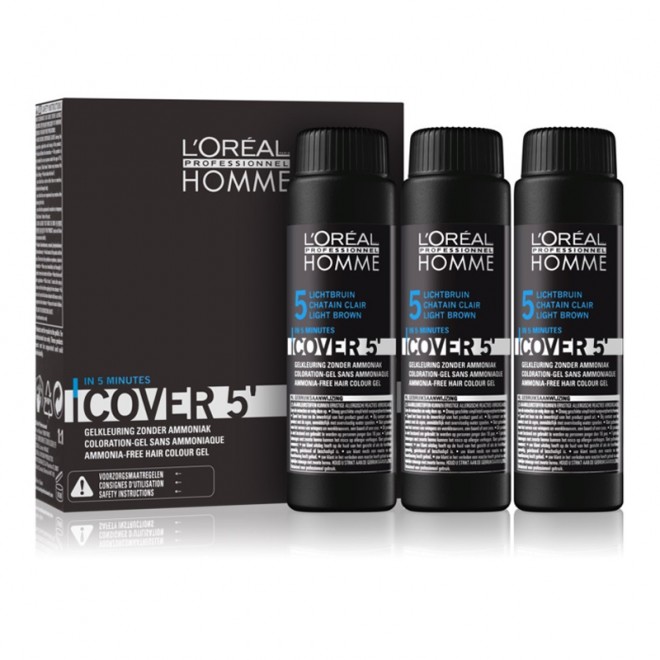 Система маскування сивого волосся рівень 5 L’Oréal Professionnel Homme Cover 5' Light Brown 3 x 50 мл