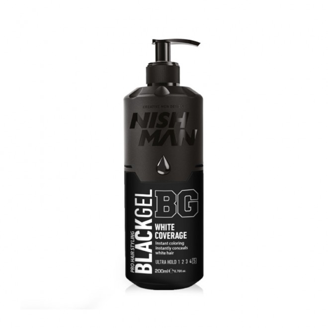 Гель для маскування сивого волосся Nishman Black Gel White Coverage 200 мл